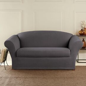 SureFit Stretch Oxford 2 Piece Slipcover - Gray - Loveseat