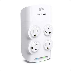 360 Electrical Revolve 60 Watt USB-C Wall Tap Power Surge Protector with 2 USB C Ports, 4 Rotating Outlets, Multi Plug Outlet Splitter, Electric Wall Outlet Adapter, Swivel Outlets Fit 4 Large Plugs in Kuwait