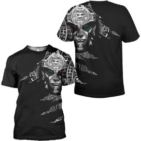 Desantiago - Aztec Mexico Shirt 3D Digital Print Short Sleeve, Full Size S-5XL, Aztec Shirts for Men/Women, Mexican Gifts