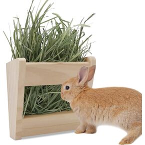 Rabbit Hay Feeder Guinea Pig Hay Rack Wooden Hay Holder for Small Pets Bunny Guinea Pig Chinchilla (Hay Feeder-A)