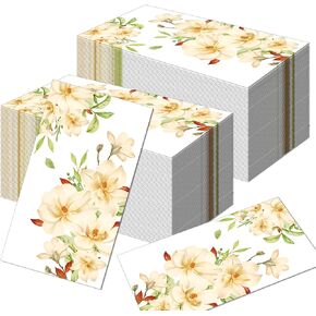 OXYLIPO 100Pcs White Orchid Long Napkins for Wedding Birthday Baby Shower Floral Party Supplies Elegant White Orchid Themed Luncheon Long Paper Napkins Disposable Party Table Decorations