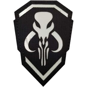 IR Infrared Bounty Hunter Reflective Patch Mandalorian Tactical Military Badges Emblem Patches with Hook and Loop Applique Fastener Morale Shoulder