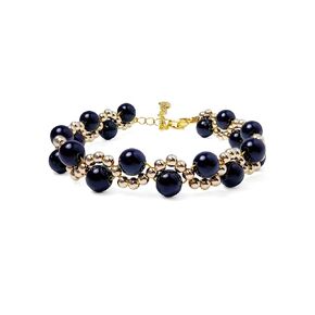 Boho Natural Handmade Amethyst Crystal Wrap 0.23-inch Beaded 14K Gold-plated Bracelet, with Wristbands Jewelry Gift for Women Teen Girls