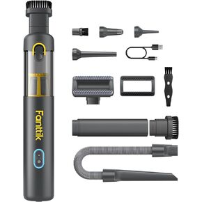 Fanttik Slim V8 Apex Car Vacuum, 19000PA High Power, 4 in 1 Portable Mini Vacuum, 2.5H Type-C Fast Charge, 40 Mins Runtime, RobustClean™ Handheld Vacuum for Car, Home, Keyboard Cleaning, Gray