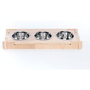 Small Pet Select - Raised Bowl Holder with Three Feeding Bowls for Rabbits, Cats, Dogs, and Other Small Animals