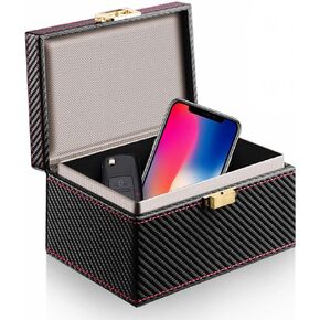 حافظة إشارة مفتاح السيارة ThreeH مضادة للسرقة بطاقة تمرير من ألياف الكربون صندوق فاراداي حجم كبير للهواتف المحمولة المتعددة ومفاتيح فوب in Kuwait