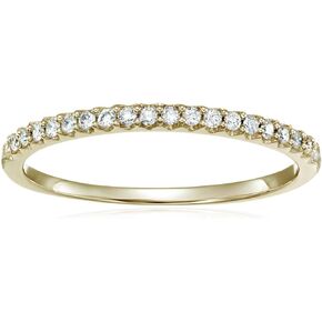VIR JEWELS 1/6 cttw Micro Pave Diamond Wedding Band for Women in 10K Yellow Gold Prong Set, Size 4.5-10