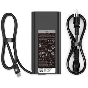 130W USB C Laptop Charger Fit for Dell Precision 5550 5530 2in1 5570 3570 5560 5760 3560 Latitude 9410 9510 9520 XPS 15 9575 2-in-1 9500 XPS 17 9700 K00F5 M0H25 T4V18 Type C Power Adapter
