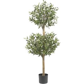 Nearly Natural 5309 Olive Double Topiary Silk Tree, 4.5-Feet, Green