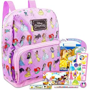 Fast Forward New York Disney Princess Preschool Backpack for Kids, Toddlers ~ 5 Pc School Supplies Bundle with Disney Princess 10" Mini Backpack for Girls, 400+ Stickers, Pens, Coloring Book and More