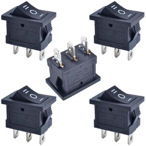 Boat Rocker Switch 5Pcs Snap-in Toggle Switch Red LED SPST On-Off 3 Pin 2 Position AC 250V 6A 125V 10A, Switch for Car Boat Household Appliances