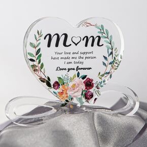 Gifts for Mom from Daughter Son, Heart Shape Mothers Day Thanksgiving Birthday Gifts for Mom, Ideas Best Mom Ever Gifts Acrylic Keepsake