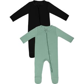 Jimonda Bamboo Baby Pajamas,Unisex Boys Girls One-Piece Footies,Long Sleeve Sleepers 2-Way Zip closure Romper …