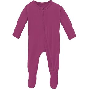 KicKee Year Round Solid Footies with Zipper, Super Soft One-Piece Jammies, Sleepwear for Babies and Kids