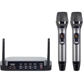 نظام ميكروفون كاريوكي لاسلكي محمول من كوميسون UHF مع صندوق ميكروفون لاسلكي مع جهاز استقبال بلوتوث معدني للغناء والكلام والكنيسة وحفلات الزفاف والمنزل KTV مجموعة، 280 قدم in Kuwait