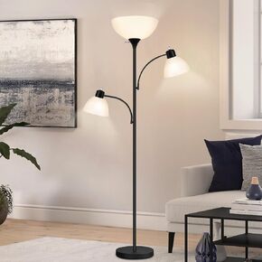 Luvkczc Floor Lamps for Living Room, 72" Tall Torchiere Floor Lamp with 8W Adjustable Reading Lights, Industrial Lamps for Living Room, Bedroom, Office, 3 Bulbs Included
