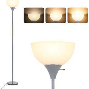 Floor Lamp, Dimmable Standing Lamp, 3 Levels Brightness Led Floor Lamp Rotary Switch Floor Lamps Modern Industrial Lamp with Shade, Tall Lamps for Living Room Bedroom Office Dining Room (Black)