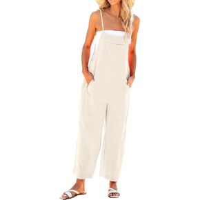 luvamia Overalls for Women Loose Fit Cotton Baggy Wide Leg Jumpsuits Casual Bib Palazzo Long Rompers Overall Vacation