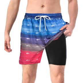 Sowllars Mens Swim Trunks with Compression Liner 5 Inch Boardshorts Quick Dry Swim Shorts Mens Bathing Suit