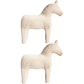 HOODANCOS Unfinished Wooden Dala Horse Figurine 2pcs Swedish Dalecarlian Horse Statue Blank Wooden Horse Sculpture for Kids DIY Painting Toy Mosaic Crafts