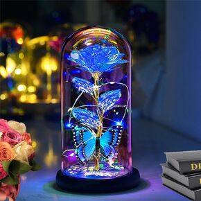 Mothers Day Flowers Gifts for Mom Wife, Mother's Day Rose Gifts for Mom from Daughter，Mother's Day Flowers Gifts Light Up Rose in Glass Dome Rose Gifts for Mom ，Birthday Gifts for Women Purple