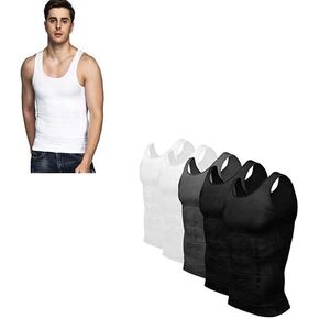 Odoland 6 Pack Men's Body Shaper Slimming Shirt Tummy Vest Thermal Compression Base Layer Slim Muscle Tank Top Shapewear in Kuwait