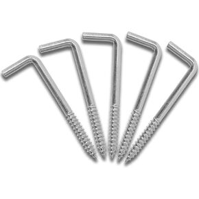 RUIAN Square Bend Hooks, Carbon Steel Self-Tapping Screw Hooks L Shape Metal Right Angle Hook for Hanging, Zinc Plated, 18 x 50mm, 24Pcs