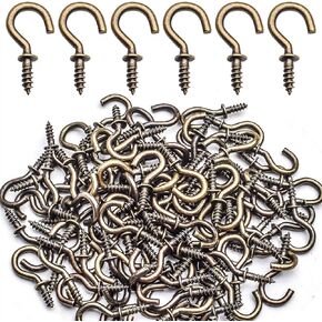 Aylifu 100pcs 1/2inch Black Screw Cup Hooks Screw-in Ceiling Hooks Cup Hanging Hooks Light Hooks for Home and Office Use