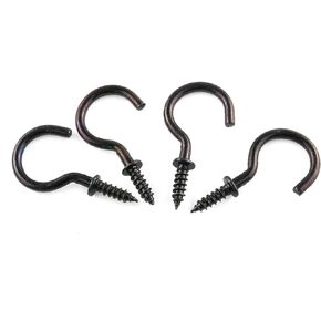 E-outstanding Cup Hook 50PCS 1-1/4 Inch Self-Tapping Screw-in Shouldered Ceiling Hanger Round Open End Eye Bolt Hooks Screw Cup Hook Black