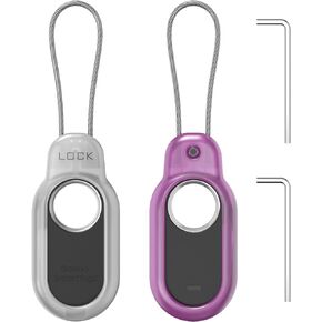 2 Pack for Samsung Galaxy SmartTag2 Case with Wire Cable Lock, Smart Tag 2 Secure Holder Case, SmartTag 2 Hard PC Cover for Keys, Wallet, Luggage, Pets (Black+Clear)