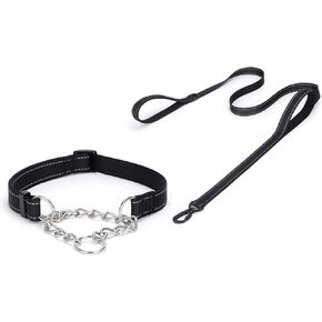 Martingale Dog Collar with Stainless Steel Chain, Martingale Collar with Reflective, Adjustable for Medium Large Dogs (S, Black) in Saudi Arabia