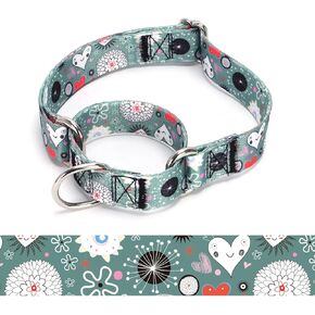 Martingale Dog Collars - Flower Multicolor Cute Patterns, Adjustable Nylon Training Dog Collar Suitable for Boy and Girl Dogs Medium Large Dogs (L, White2)