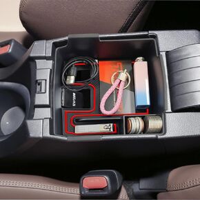 TACOBRO Center Console Organizer Compatible with Toyota Corolla Cross (XG10) 2022 2023 2024 2025 and Corolla 2019-2024 2025 E210, Maximize Space with Tray, Charging Port Coin Holder for Armrest Black