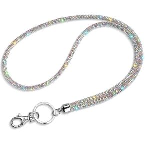 Artscope ID Card Holder Lanyard, 34.8'' All Around Bling Crystal Neck Strap Lanyard Women's Chain Badge Necklace (AB Color)