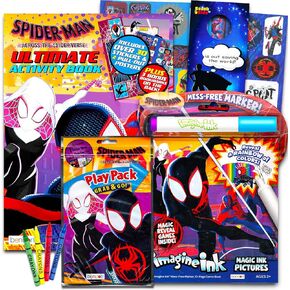Spiderman Across The Spiderverse Coloring Book Set - 3 Pc Bundle with Spiderverse Coloring and Activity Book, Mess-Free Imagine Ink, Play Pack, More | Spiderman Spider Verse Coloring Book