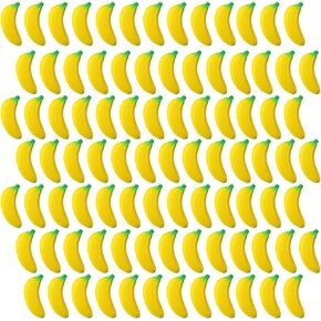 100 Pcs Banana Stress Toys Stretchy Banana Fidget Toys Realistic Banana Shaped Stretchy Toys Pu Foam Banana Party Favors for Teens and Adults Stress Relief
