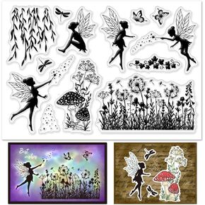 INFUNLY Vintage Bird Clear Stamps Butterfly Insect Rubber Stamps for Card Making 4.3x6.3 Hello Thanks Transparent Greeting Stamps Dragonfly Bee Silicone Stamps for Scrapbooking Photo Album Decor