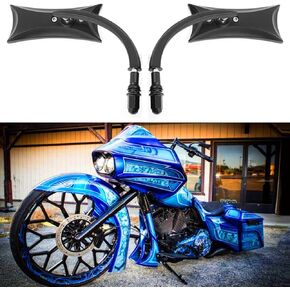 goodfitment Motorcycle Mirrors Chrome, M10 Motorbike Rear View Mirror Side Accessories Irregular Shape Compatible with Harley Sportster Custom Iron 883 Road King Street Softail and Electra Glide