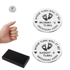 New Parents Decision Coin, Funny New Baby Pregnancy Gifts for First Time Mom and Dad Double Sided Decision Making Mommy's Turn Daddy's Turn Coin New Parents Gifts Flip Coin for Couples