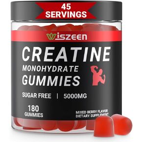 Wiszeen Creatine Monohydrate Gummies - 45 Servings - Creatine Monohydrate Gummy 5g for Men Women, Creatine Monohydrate for Strength, Endurance, Muscle Builder with L-Taurine, Alpha GPC
