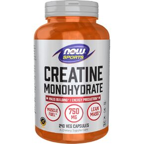 NOW Sports Nutrition, Creatine Monohydrate 750 mg, Mass Building*/Energy Production*, 240 Veg Capsules