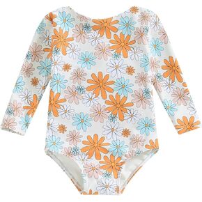 Yccutest Toddler Girl one Piece Bathing Suit Long Sleeve Knotted Backless Swimsuit Infant Rash Guard Swimwear Beach Outfits