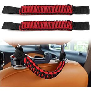 2PCS Safety Anti-Collision Headrest Grab Handles, Car Front Rear Seat Back Roll Bar Grip Handles Kit, Heavy Duty Automotive Interior Accessories Universal for SUV Truck Pickup (Black)