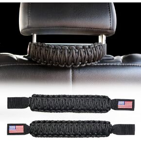 BESTAOO Headrest Grab Handles, Universal Paracord Rear Seat Grab Handles & Safety Grip Handles for Jeep Wrangler Accessories, Ford Bronco 2021+, Trucks, SUV, Cars (Black)