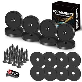 TOP MAGNETS 110LBS Rare Earth Magnets, Black 8Pack Neodymium Magnets Strong with Screws and Iron Sheets, Cabinet Door Magnets for Door or Drawer Closure, Holding Tools Lifting and Cruise, Industrial