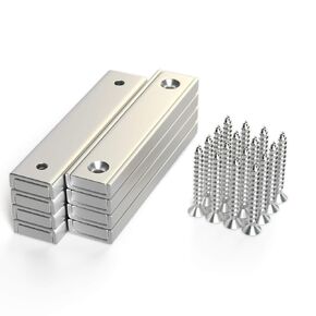 THCMagorilla Neodymium Rectangular Pot Magnets 88 lbs Pulling Force 120x13.5x5mm Pack of 5 with Countersunk Hole,Mounting Screws,Strong,Industrial Strength Rare Earth Magnets for Home, Workplace