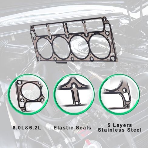 2 حزمة 12610046 MLS اسطوانة 3 طبقات جوانات الرأس لمحركات سلسلة 6.0L/6.2L LQ4 LQ9 L96 L76 LY6 L92 L99، لـ GM لـ Ch-evro.let لـ GMC لـ Cadillac لـ H-UMM.er لـ Pontiac لـ SAAB 12622033 in Kuwait