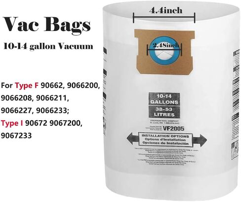 2 Pack Vacuum Filter Bag for Shop Vac Bags 10-14 Gallon, Vacuum Dust Collection Bag, Type F 90662 9066200 9066233, Type I 90672 9067200 9067233, VF2005, Disposable Collection Filter Bags in Saudi Arabia