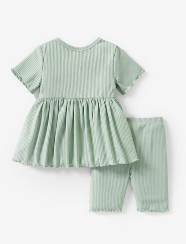 PATPAT Toddler Girls Summer Outfit 2 Piece Short Sleeve Peplum Ruffle Top T-Shirt and Short Sets 2-6Y in Saudi Arabia