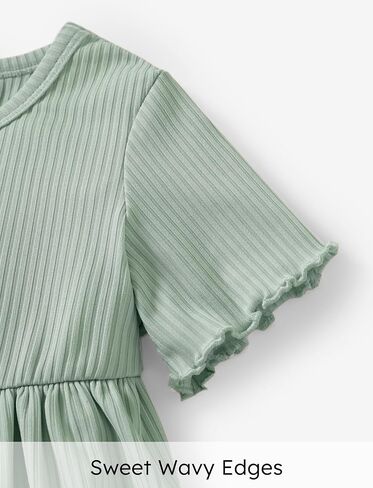 PATPAT Toddler Girls Summer Outfit 2 Piece Short Sleeve Peplum Ruffle Top T-Shirt and Short Sets 2-6Y in Saudi Arabia